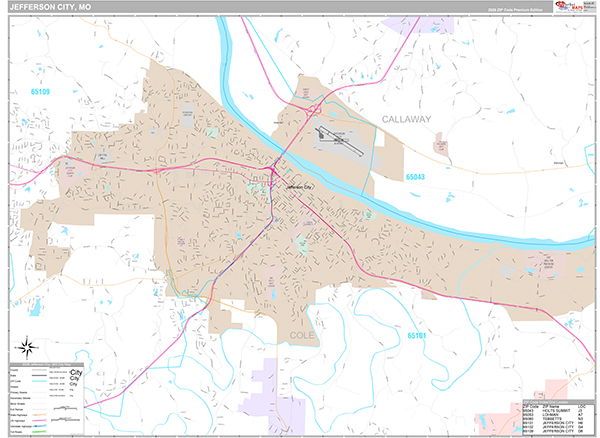 Jefferson City Wall Map